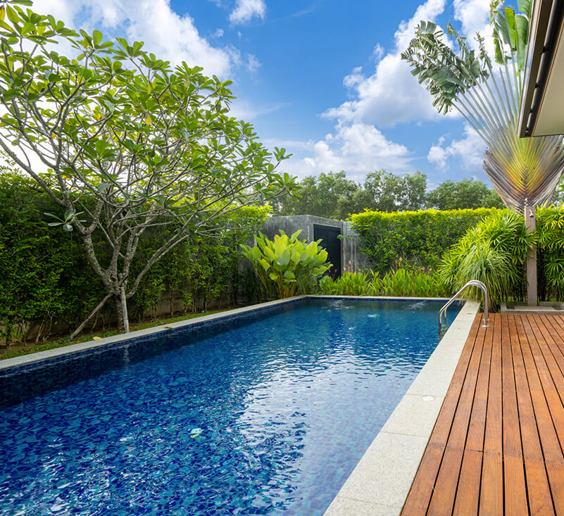 rectangular pool designed to match the space